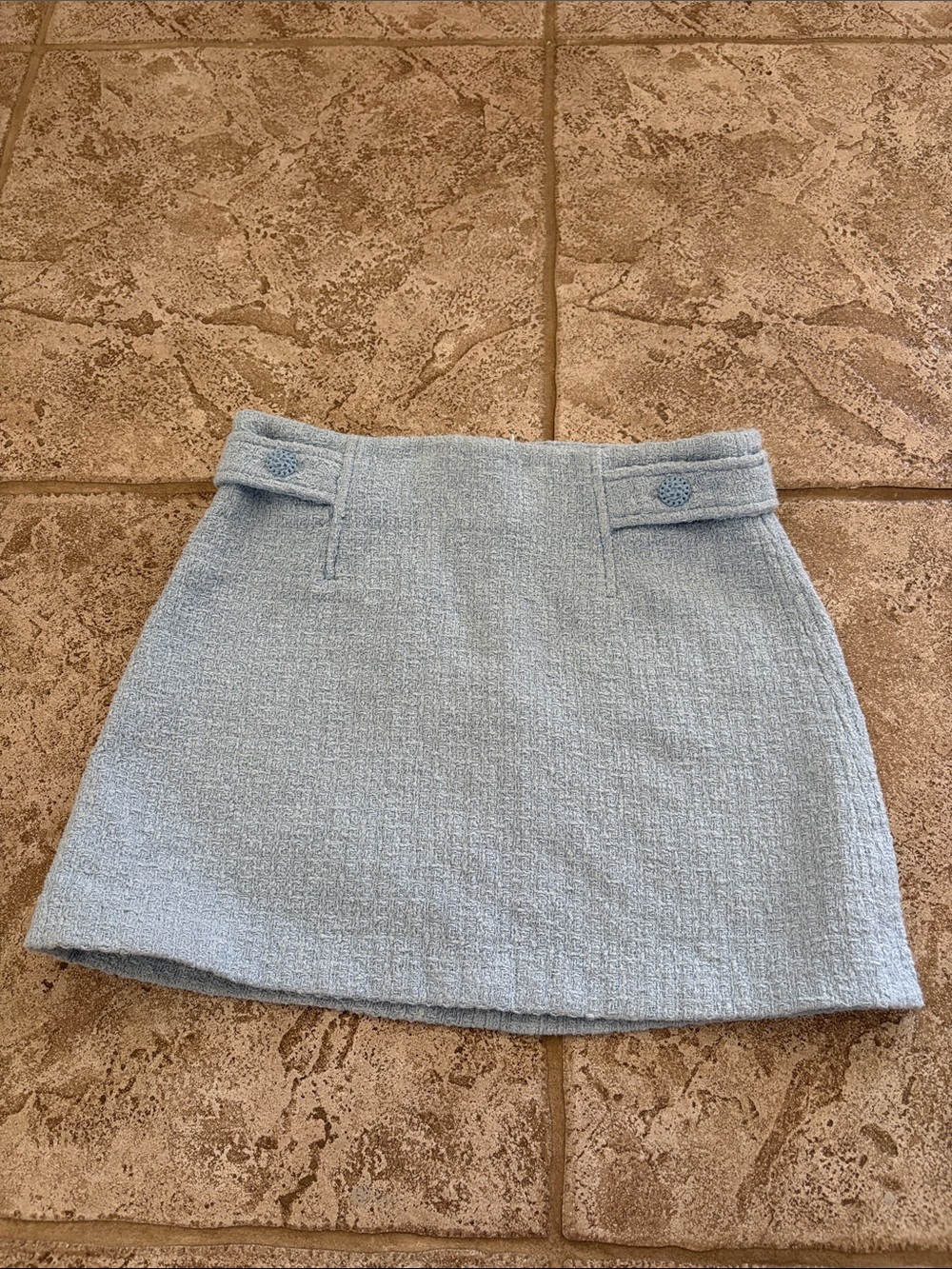 Light Blue Tweed Mini Skirt